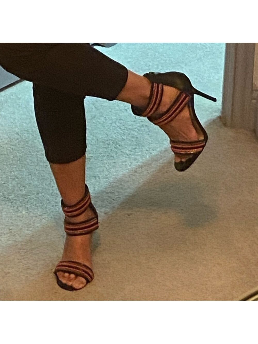 Sam Edelman’Alton’ high heels- needle heels, leather , sz 8M black/ salmon/ pink - Picture 4 of 11